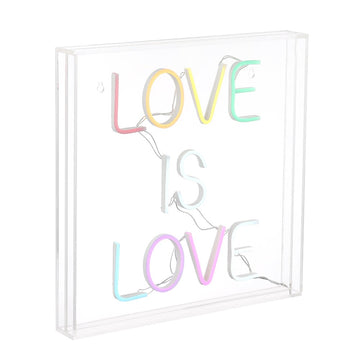 Love Is Love Square Contemporary Glam Acrylic Box USB Operated LED Neon Light - JONATHAN Y